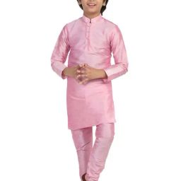 TAHVO Kids Pink Slim Fit Full Sleeves Kurta Set-picture-32