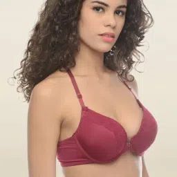 Da Intimo Maroon Under Wired Padded Front Open Bra image 3