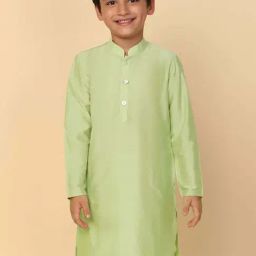 KISAH Kids Green Cotton Regular Fit Full Sleeves Kurta-image-37