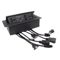 Implemental Hydraulic Cable Cubby Popup Box ‎29 x 17 x 10 cm Metal Black for Office, Meeting Room, Multi-Media Classroom (Pack of 2)-16