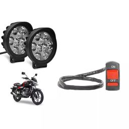 Cartronics 9 Round Cap LED Fog Light With On/Off Switch for Bajaj V15 (Set of 2 Pcs)-7