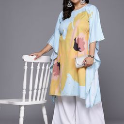 A PLUS BY AHALYAA Plus Size Printed Gotta Patti Kurta with Palazzos-picture-5