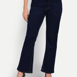 Angelfab Dark Blue Cotton Flared Fit High Rise Bootcut Jeans-picture-49