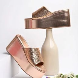 Shoetopia Women's Rose Gold Casual Wedges-image-57