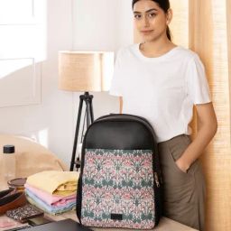 Zouk Statement Flomotif Black Jute Printed Laptop Backpack - 16.9 Ltrs-image-9