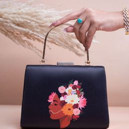 ARTKLIM Floral Lady Portrait Printed Box Clutch-image-95