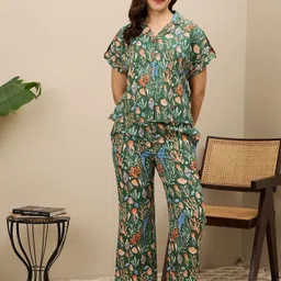 ETC Women Printed Lapel Collar Night suit-image-30