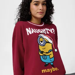 The Souled Store Women Minions Naughty Printed Sweatshirt-image-37