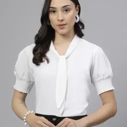 Style Quotient White Polyester Solid Formal Top-image-92