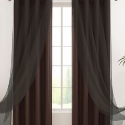 Story@home Brown 2 Pieces Black Out & Sheer Long Door Curtains-17