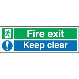 RS PRO Plastic Fire Safety Sign Fire exit Keep clear with English Text, 7631825-40