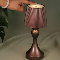 Art Street Brown Textured Acrylic Frusturical Shaped Table Lamp-image-1