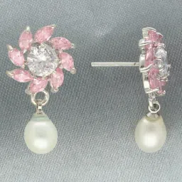 Sri Jagdamba Pearls White & Pink Rachita Earrings for Women-picture-41
