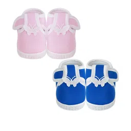 Neska Moda 0 To 6 Months 2 Pair Set Butterfly Velcro Newborn Soft Skin-Friendly Cotton Baby Booties-image-19