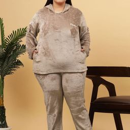 KLOTTHE Women Solid Round Neck Plus Size Night suit-image-27