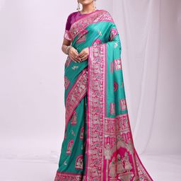 Astita Ethnic Motifs Woven Design Zari Banarasi Saree-image-23