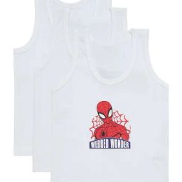 Bodycare Kids White & Red Cotton Printed Spiderman Vest (Assorted, Pack of 3)-image-22
