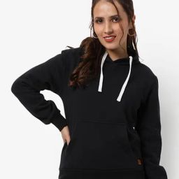 Campus Sutra Black Cotton Regular Fit Hoodie-image-94