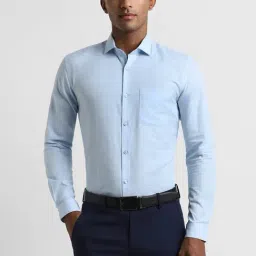 Peter England Blue Slim Fit Checks Shirt-picture-37