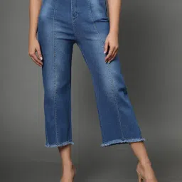 Angelfab Blue Cotton Relaxed Fit High Rise Jeans-picture-5
