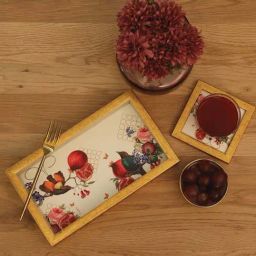 ICRAFT Multicolor Mdf Blossom Series Tray-15
