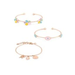 Zaveri Pearls Set of 3 Multi Pastel Colors Floral Design Contemporary Stack Bracelets-ZPFK14550-47