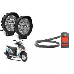 Cartronics 9 Round Cap LED Fog Light With On/Off Switch for Yamaha Alpha (Set of 2 Pcs)-40