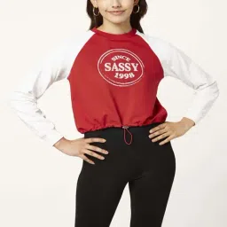People by Pantaloons Red & White Cotton Printed Sweatshirt-picture-42