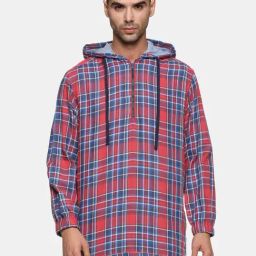 Don Vino Multicolor Regular Fit Check Hooded Sweatshirt-47
