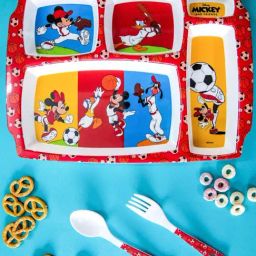 Servewell Mickey Red Melamine Rectangle Kids 3Pcs Dinner Set-44