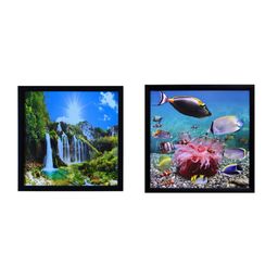 eCraftIndia Multicoloured Set of 2 Nature & Sea UV Wall Art-14