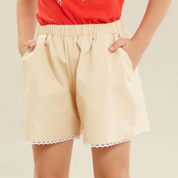 Kookie Kids Mid Thigh Solid Colour Shorts - Beige-image-30