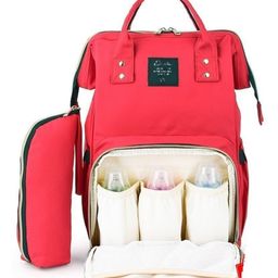 MOMISY Diaper Backpack Bag With Bottle Holder Bag (Red)-22