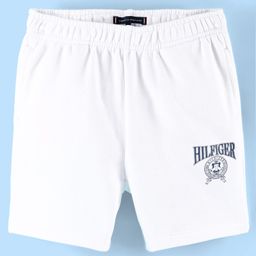 Tommy Hilfiger Cotton Knit Knee Length Shorts Logo Print - White-image-125