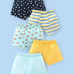 Babyhug 100% Cotton Knit Stripes & Printed Boxers Pack of 5 - Multicolour-image-66
