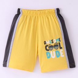 Taeko Single Jersey Knee Length Shorts Text Print - Yellow-image-84