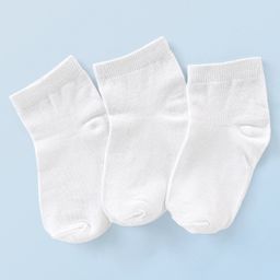 Honeyhap Premium Cotton Bamboo Knit Ankle Length Solid Color Set of Socks With Bio Finish Pack of 3 - WHITE-image-62