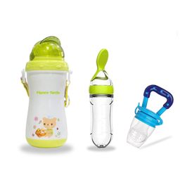 Chinmay Kids Soft Straw Feeding Sipper Anti Spill for Kids With Fruit Feeder And Soother - Made of Food-Grade Material, 100% free of BPA (Green-Green-Blue)-image-53