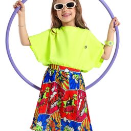 Ollington St. Sinker Knit Drop Shoulder Top & Printed Pleated  Skirt - Green-picture-16