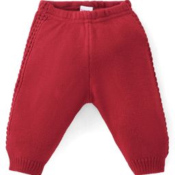 Babyhug Sweater Knit Full Length Solid Fleece Pants - Red-picture-17