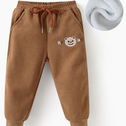 Kookie Kids Full Length Lounge Pant With Teddy Embroidery Detailing - Light Brown-image-49