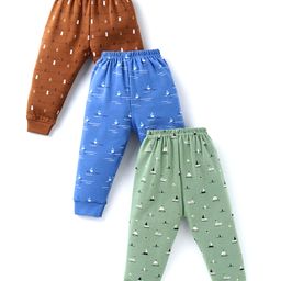 Simply Interlock Knit Full Length Lounge Pant with Boat Print Pack f 3 - Blue Green & Brown-image-53