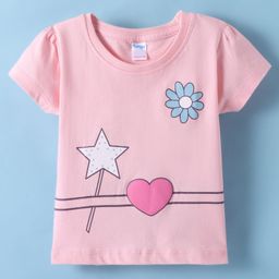Tango Single Jersey Knit Half Sleeves Top with Floral Print - Pink-image-50