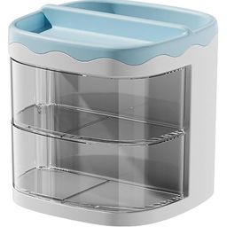 House of Quirk Countertop Pen Holder Plastic Stationery Storage Box With Rotating Drawer Pen Holder Desktop Storage Large Capacity (Blue)-15