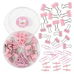FunBlast Mix Sized Binder Paper Clips Set Pack of 64 - Pink-picture-21