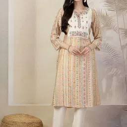 Nayam By Lakshita Women Floral Printed Regular Chanderi Cotton Kurta with Palazzos-19