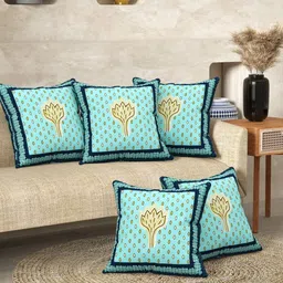 Anadhika Blue Set of 5 Square Cushion Covers-picture-1