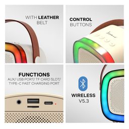 Oskart Dynamic Beats Hub BT1116: 10W RMS Bluetooth Speaker with Stereo Sound, Wireless Microphone, 3 Voice Converters, RGB Lights, 8-Hour Music Playback, Universal Compatibility, Fast Type-C Charging image 4