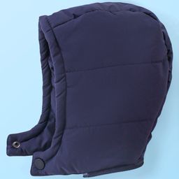 Babyhug Woven Full Raglan Sleeves Front Open Padded Hoooded Jacket With Detachable Hood Colour Block Design & Patch Detailing - Navy Blue image 4