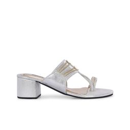 Zebba Embellished PU Block Gladiators with Tassels image 5
